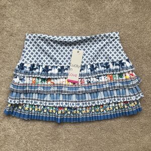 Lucky in Love Blue Patterned Skort